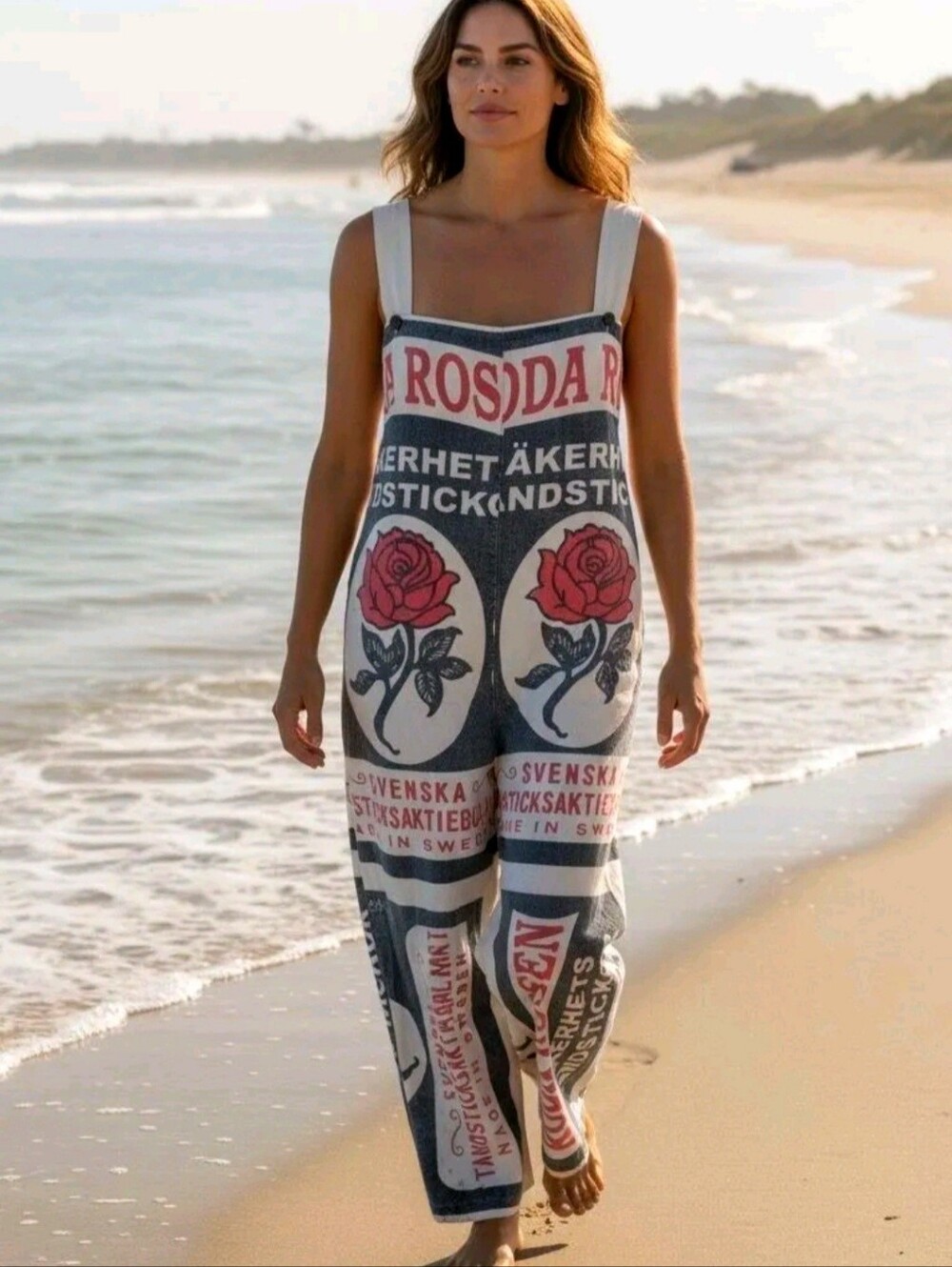 Vintage Arizona Rose Flour Sack Overalls with Red Roses